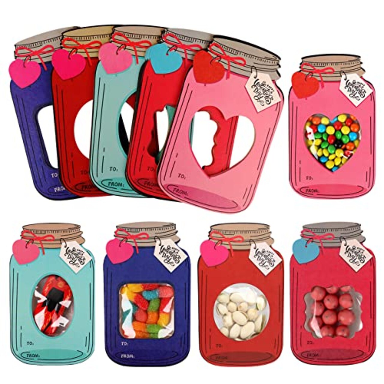 Giiffu 50 Pack Valentines Cards for Kids, Mason Jar Happy Valentines Day  Cards, Funny Valentine Gifts for Classroom, Kids Valentines Day Cards for  School Exchange Party Favors(Candy Not Included)